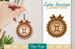Gemini Keychain Lasercut | Keycahin Design | Zodiac Sign Product Image 1