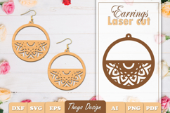 Earrings Laser Cut | Mandala Earrings Design Svg Product Image 1