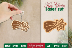Christmas Keychain Laser Cut | Christmas Design Template Product Image 1
