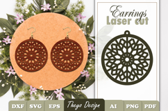 Snowflake Earrings Laser Cut | Mandala Earrings Design Svg Product Image 1