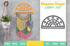 Hanger Macrame Laser Cut | Wood Frame Weaving Macrame SVG Product Image 1