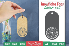 Snowflake Mandala Gift Tags LaserCut | Mandala Gift Hang Tag Product Image 1