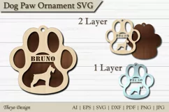 Dog Paw Ornament SVG |Keychain Dog Paw Riesenschnauzer Product Image 1