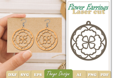 20 Design Flower Earrings Laser Cut | Flower Earrings Product Image 11
