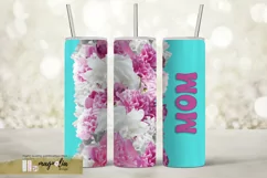 MOM tumbler wrap sublimation design png with pink peony Product Image 2
