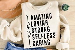 Mom Amazing Loving Strong Selfless Caring SVG Design Product Image 3