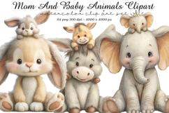 Mom and baby animals clipart Product Image 1