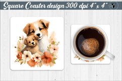 Square Coaster sublimation | Mom and baby Dog Product Image 1
