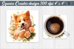 Square Coaster sublimation | Mom and baby Dog Product Image 1