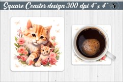 Square Coaster | Mom and baby Cat Product Image 1