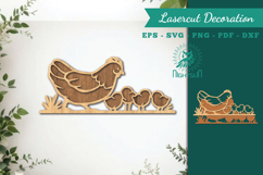 Mom and Baby Chick Lasercut Decoration SVG Product Image 1