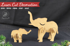 Mom And Baby Elephant Laser Cut Home Decor SVG Product Image 1