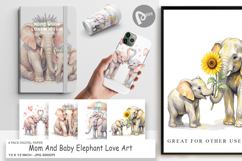 Mom Baby Elephant Love Art Digital Paper Product Image 1
