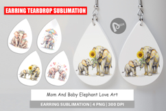 Mom And Baby Elephant Love Art Earring Product Image 1