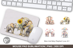 Mom And Baby Elephant Love Mouse Pad Product Image 1