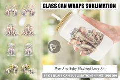 Mom And Baby Elephant Love Art Glass Can Product Image 1