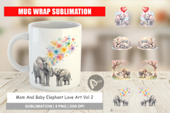 Mom Baby Elephant Love Art Mug Wrap Product Image 1