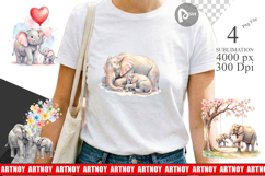Mom Baby Elephant Love Art Sublimation Product Image 1
