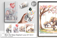 Mom Baby Elephant Love Art Digital Paper Product Image 1