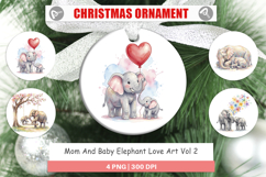 Mom And Baby Elephant Love Art Ornament Product Image 1