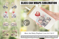 Mom And Baby Elephant Love Art Glass Can Product Image 1