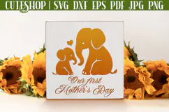 Mom And Baby Elephant SVG - Cute Baby Elephant SVG Product Image 2