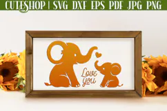 Mom And Baby Elephant SVG - Cute Baby Elephant SVG Product Image 2