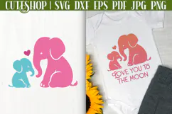 Mom And Baby Elephant SVG - Cute Baby Elephant SVG Product Image 1