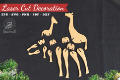 Mom And Baby Giraffe Laser Cut Home Decor SVG Product Image 2
