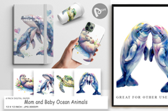 Mom and Baby Ocean Animals Digital Paper Product Image 1