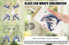 Mom and Baby Ocean Animals Glass Can Product Image 1