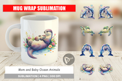 Mom and Baby Ocean Animals Mug Wrap Product Image 1