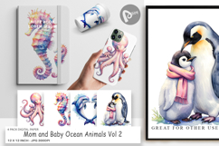 Mom and Baby Ocean Animals Digital Paper Product Image 1