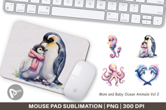 Mom and Baby Ocean Animals Mouse Pad Product Image 1