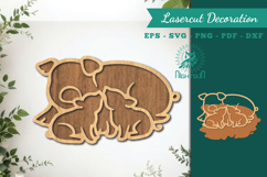 Mom and Baby Pig Lasercut Decoration SVG Product Image 1