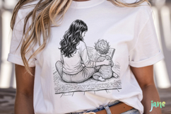 Mom and Daughter Line Art PNG Bundle Product Image 3