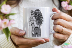 Mom and Daughter Line Art PNG Bundle Product Image 4