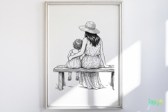 Mom and Daughter Line Art PNG Bundle Product Image 6