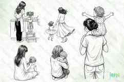 Mom and Daughter Line Art PNG Bundle Product Image 7