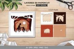 3D Shadowbox Layered Papercut Woman Patting Her Dog's Head Product Image 1