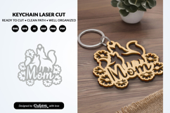 Mom and Flowers Keychain Laser Cut SVG Product Image 1