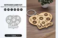 Mom and Flowers Keychain Laser Cut SVG Product Image 1