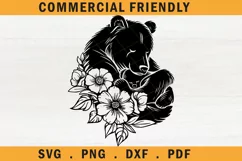 Floral mama bear with baby cub hugging svg,mothers day bear Product Image 1