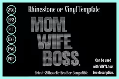 Mom Wife Boss Rhinestone or Vinyl SVG Shirt Template Product Image 1