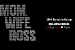 Mom Wife Boss Rhinestone or Vinyl SVG Shirt Template Product Image 2