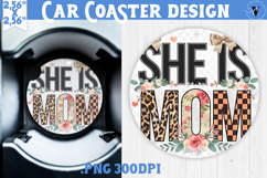 Mothers day Car Coaster | Flowers, Bow | She Is Mom Product Image 1