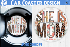 Mothers day Car Coaster | Flowers, Bow | She Is Mom Product Image 1