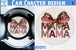 Mothers day Car Coaster | Leo print and Bow | Mama Product Image 1