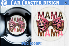 Mothers day Car Coaster | Leo print and Bow | Mama Product Image 1