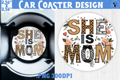 Mothers day Car Coaster | Flowers, Bow | She Is Mom Product Image 1